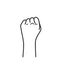 Hand gesture, fist, simple woman hand, jpeg monochrome line illustration